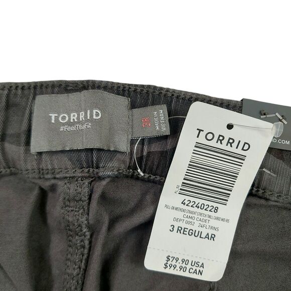 Torrid Cargo Camo Pants Womens 3 Regular Gray Feel The Fit Stretch Comfort - Picture 8 of 11